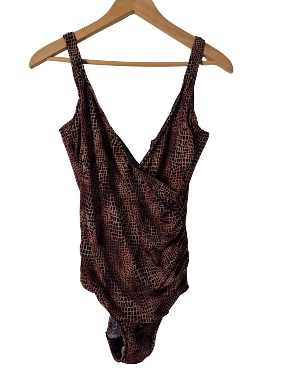 Miraclesuit crocodile print wrap one piece swim suit, 16